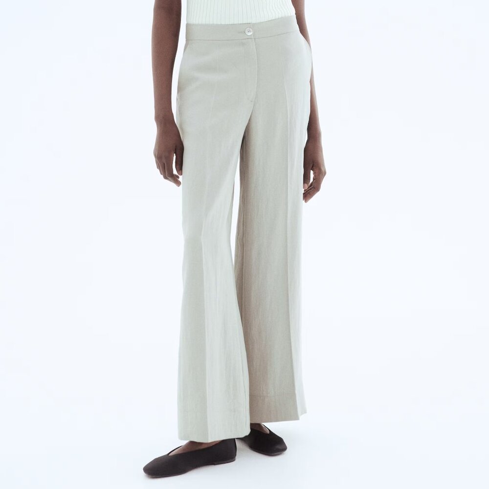 (NWT) H&M - light sage green Wide-Leg Dress Pants (12)